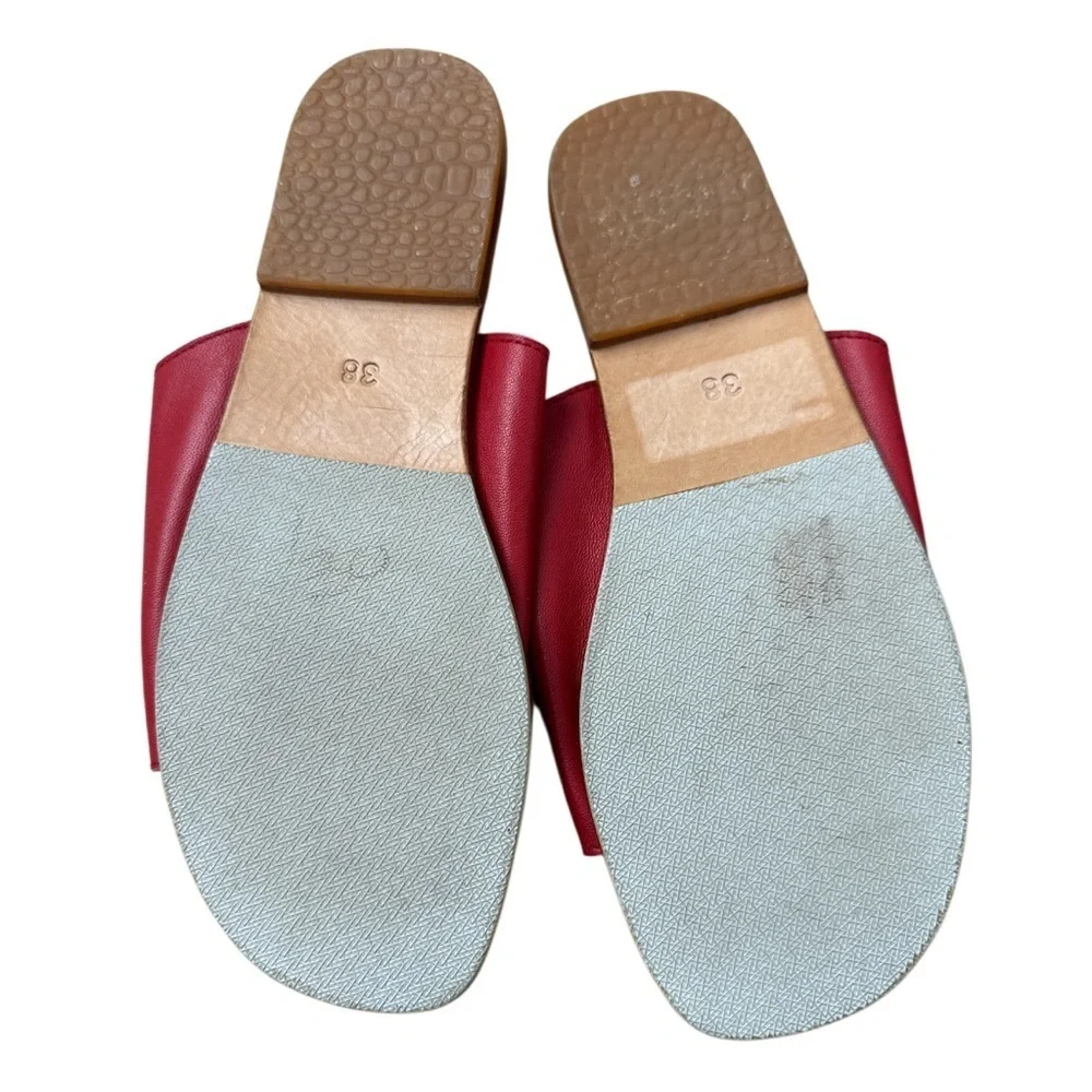 James Smith Off Duty Red Leather Slide Sandals